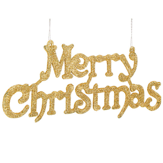 Zawieszka na choinkę napis Merry Christmas 2 szt. ozdoba świąteczna 24 cm złoty brokat