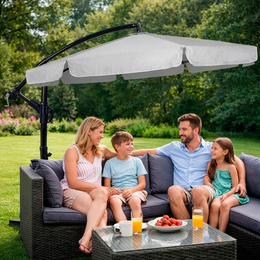 Parasol ogrodowy z regulacją kąta pochylenia 350 cm duży na balkon, taras jasnoszary