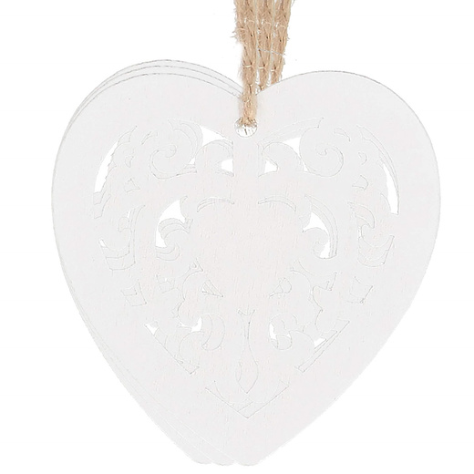 Zawieszka choinkowa 7cm drewniana, ozdoby świąteczne serca zestaw 6 szt.