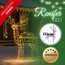 Renifer Led 115 cm świąteczny z ruchomą głową świetlna dekoracja do ogrodu biały ciepły