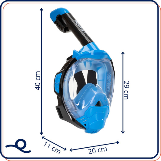 Maska z rurką do nurkowania, snorkelingu L/XL pełnotwarzowa, AntiFog, uchwyt na kamerę