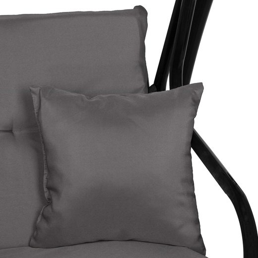 Huśtawka ogrodowa linda 4 osobowa 300 kg stalowa z regulowanym daszkiem szara