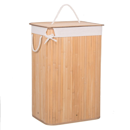 Kosz na pranie 72 L z pokrywą naturalny bambus