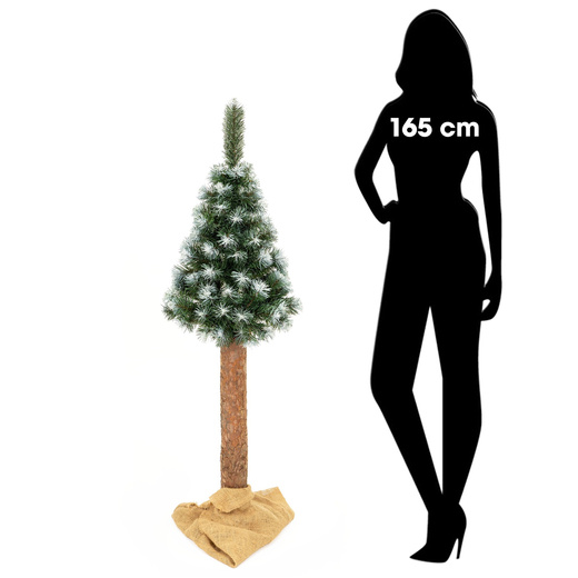 Choinka sztuczna na pniu 140 cm sosna diamentowa, ośnieżona, jak żywa