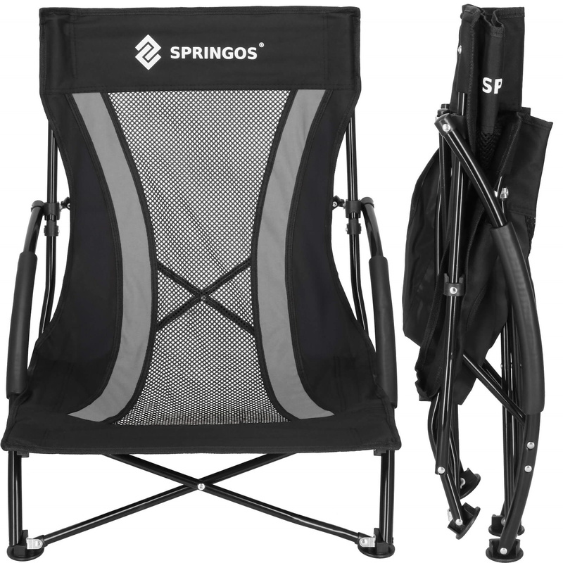 Krzesło turystyczne, fotel wędkarski, składany wodoodporny, czarny