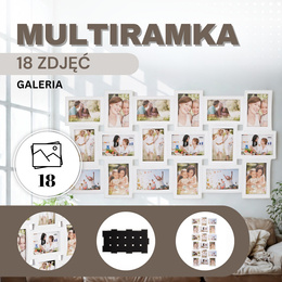Ramka na zdjęcia 18 zdjęć multiramka 10x15 biała