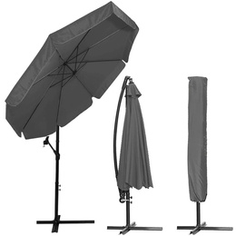 Parasol ogrodowy na wysięgniku 350 cm z regulacją kąta nachylenia na balkon, taras grafitowy