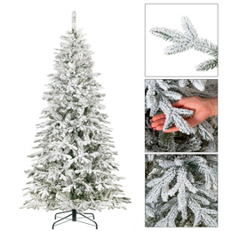 Choinka sztuczna 250 cm świerk ośnieżony jak żywy, nowoczesny, ze stojakiem