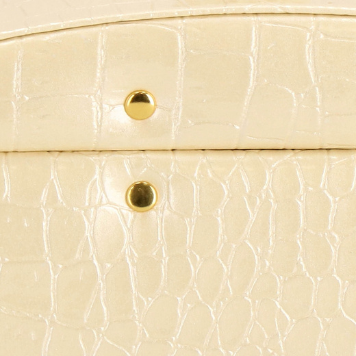 Szkatułka na biżuterię ekoskóra 17,5x14x12,5 cm ecru organizer z przegródkami