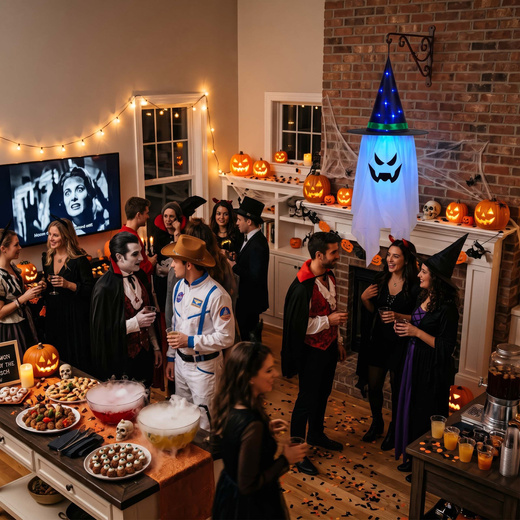 Dekoracja na Halloween duch w kapeluszu świecący ozdoba LED wisząca podświetlana duszek