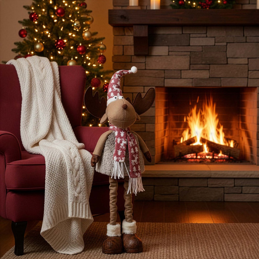 Świąteczny renifer 54-70 cm z teleskopowymi nóżkami ozdoba pod choinkę figurka