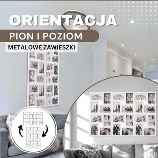 Ramka na zdjęcia 24 zdjęcia multiramka 10x15 biała
