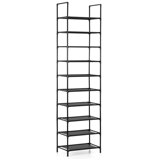 Półka na buty 10 poziomów, regał metalowy na obuwie 178 cm czarny