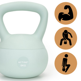 Kettlebell miękki 6 kg kula odważnik hantla ciężar do ćwiczeń fitness, turkusowy