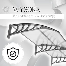 Zadaszenie, daszek do drzwi wejściowych, balkonowych, tarasowych 200x96 cm szary, transparentny