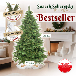 Choinka sztuczna 180 cm Premium Royal Trees świerk syberyjski z drewnianym stojakiem