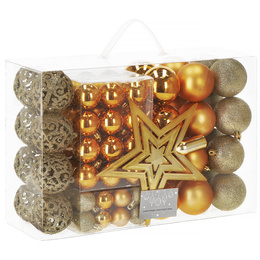 Bombki choinkowe zestaw 100 szt. ozdoby świąteczne dekoracje z gwiazdą złote