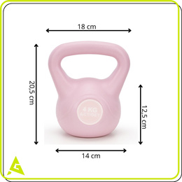 Kettlebell 4 kg odważnik, hantla do ćwiczeń ABS kula do treningu siłowego, różowa