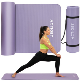 Mata do jogi, ćwiczeń fitness 183x61 cm antypoślizgowa, materac do stretchingu fioletowy
