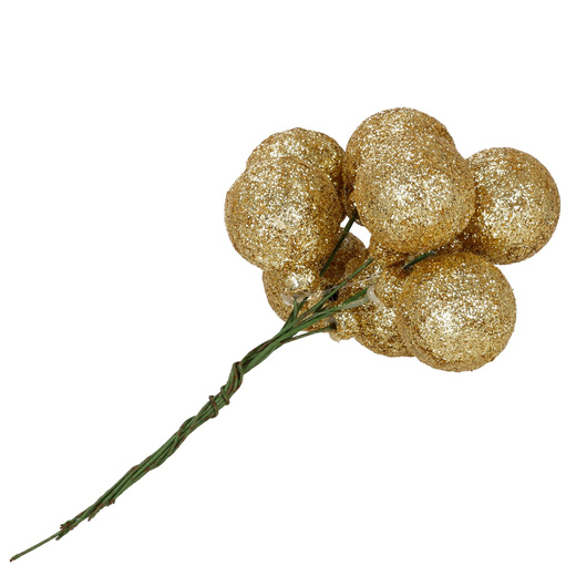 Bombki choinkowe, komplet 6 szt. dekoracja do stroika, mini bomki 54 szt. na druciku, złote