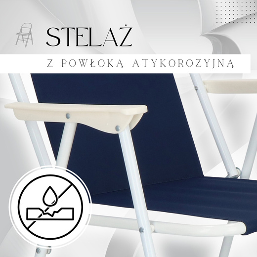 Krzesła turystyczne 2 szt. składane na plażę i do ogrodu granatowe