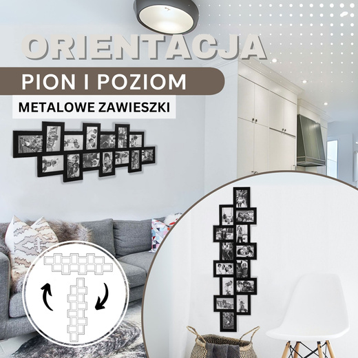 Ramka na zdjęcia 14 zdjęć multiramka 10x15 czarna