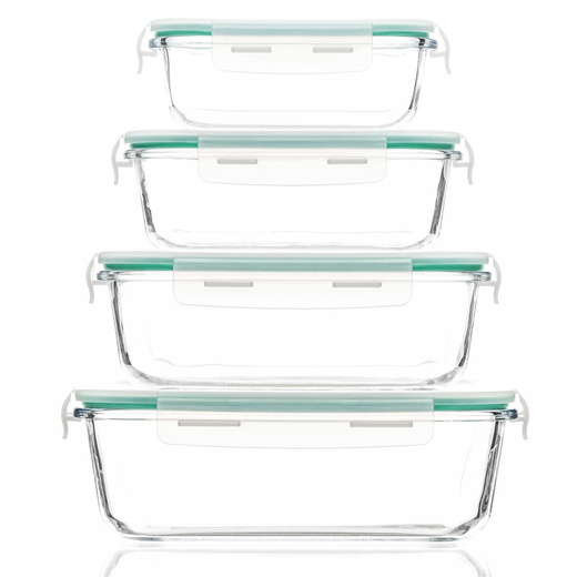 Pojemniki kuchenne na żywność z pokrywkami zestaw 4 szt. szklane, przeźroczysty
