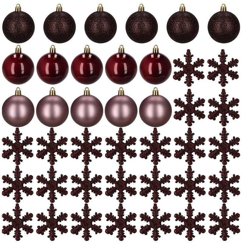 Bombki choinkowe 40 szt. zestaw dekoracji świątecznych, nietłukące, fioletowe