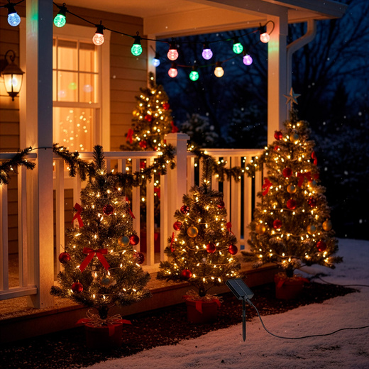 Lampki choinkowe żarówki 15 Led oświetlenie zewnętrzne solarne 10,5 m multikolor