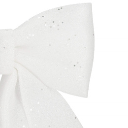 Kokardka świąteczna na choinkę 30 cm brokatowa zawieszka choinkowa biała