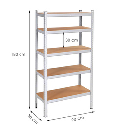 Regał metalowy z 5 półkami 180x90x30cm 875kg do garażu, piwnicy