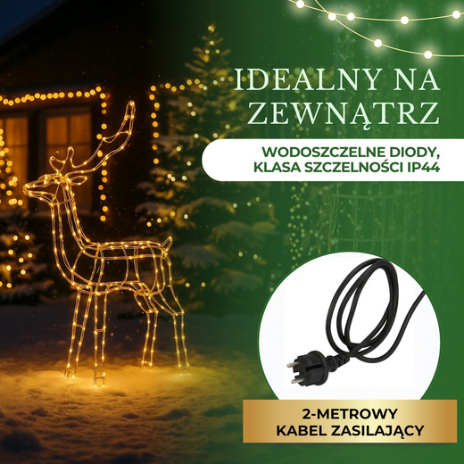 Renifer Led 85 cm świąteczny, świetlna dekoracja do ogrodu biały ciepły