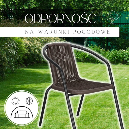 Meble ogrodowe metalowe zestaw stół 140x80 cm i 4 krzesła na taras balkon czarno-brązowe
