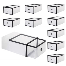Pudełko na buty z szufladą 35x23x12 cm biały organizer zestaw 10 szt.
