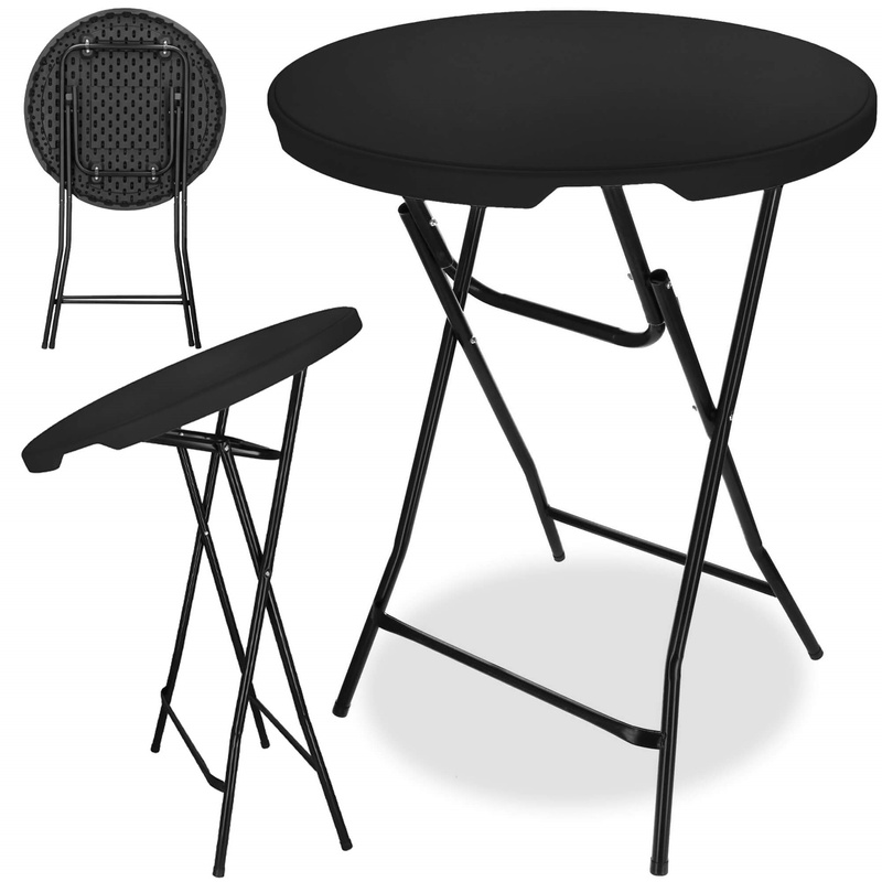 Stół składany cateringowy 110x80 cm okrągły stolik bankietowy koktajlowy czarny