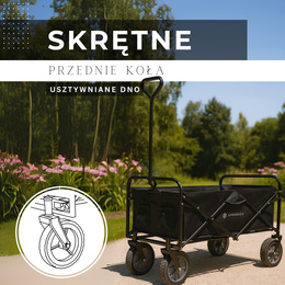 Wózek ogrodowy, turystyczny, plażowy składany 80 kg czarny