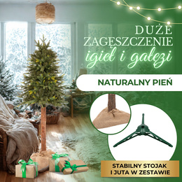 Choinka sztuczna na pniu 150 cm świerk naturalny ze stojakiem nowoczesny