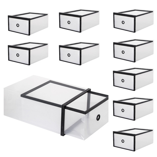 Pudełko na buty z szufladą 35x23x12 cm biały organizer zestaw 10 szt.