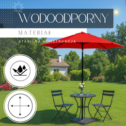 Parasol ogrodowy składany 260 cm duży z korbą na balkon czerwony