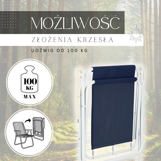 Krzesło turystyczne, składane na plażę i do ogrodu granatowy