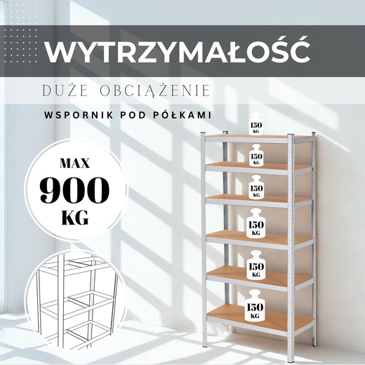 Regały metalowe 2 szt. z 6 półkami 225x110x50 cm 900 kg do garażu, piwnicy