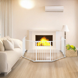 Bramka zabezpieczająca z barierkami 5 elementow 318 cm biała