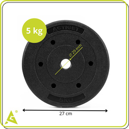 Obciążenie bitumiczne 5 kg talerz kompozytowy 29 mm krążek do sztangi hantli
