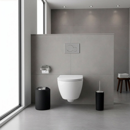 Zestaw łazienkowy 6w1 akcesoria do wc łazienki loft szczotka kubki kosz dozownik czarny