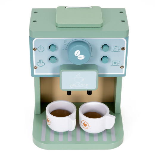 Ekspres do kawy z filiżankami drewniany, zabawka dla dzieci 8 el. multikolor