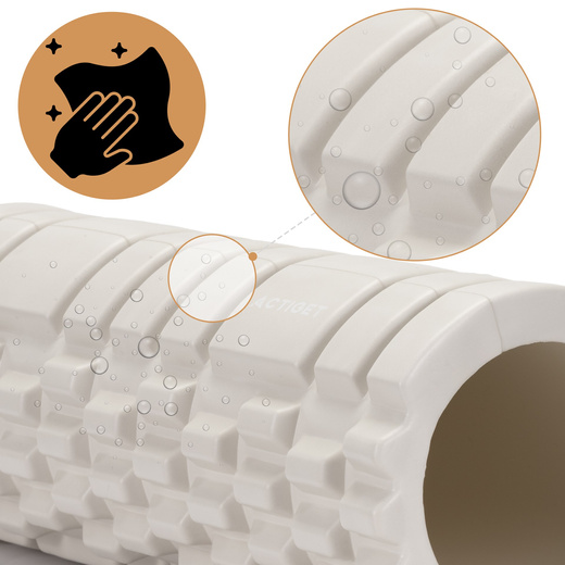 Wałek do masażu, średnio twardy, roller z wypustkami, jasny beż