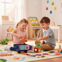 Klocki magnetyczne, pojazdy zestaw 100 szt. klocków konstrukcyjnych dla dzieci, kolorowe