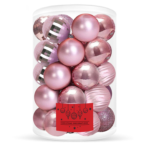 Bombki choinkowe 30 szt. różowy 8cm zestaw choinkowy