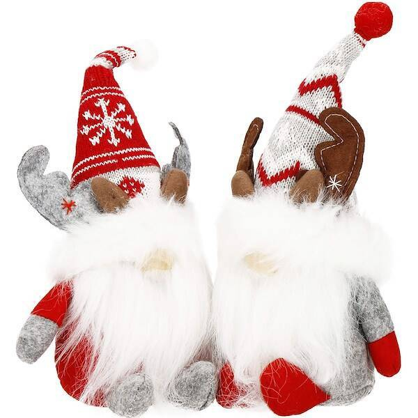 Skrzaty 27 cm ozdoba świąteczna 2 szt. renifer krasnal świąteczny, gnom