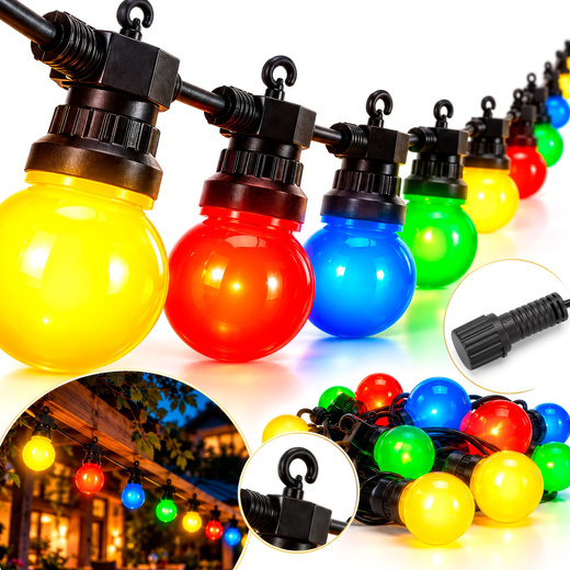 Lampki choinkowe, świąteczne oświetlenie IP44 5 m 10 LED girlanda zewnętrzna, żarówki dekoracyjne